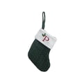 thumbnail image 2 of Fridja 8 Inches Mini Initial Monogram Embroidered Christmas Stocking Knitted Christmas Decorations Stocking Knit Cute Christmas Stocking for Fireplace, Mantel, Doors, Christmas Tree, Green-P, 2 of 5