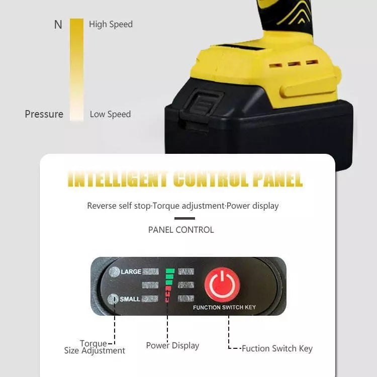 XEENSO Cordless Electric Impact Wrench Gun 1/2'' High Power Driver with Li-ion Battery