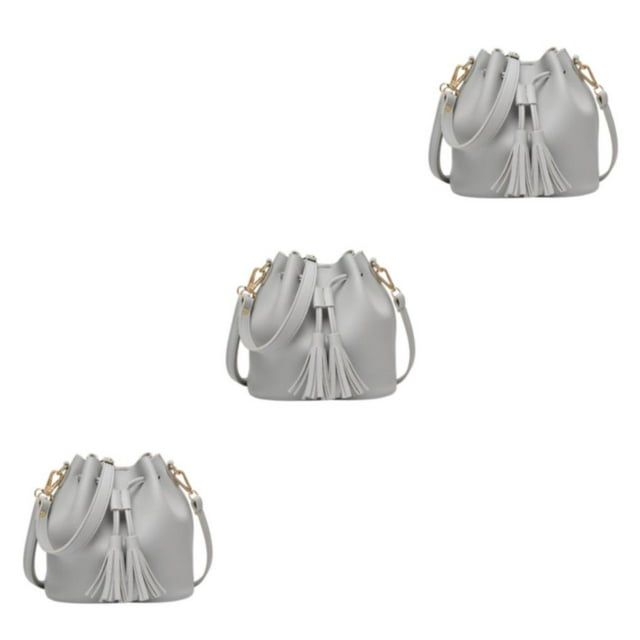 Maytalsory Chic Small Shopping Bucket Shoulder Bag Drawstring Purse Handbag Blue Gray 22x11x19CM 3Set