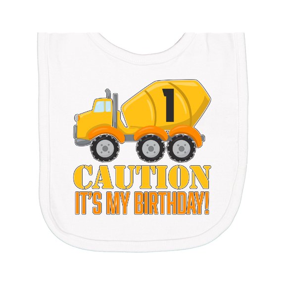 Inktastic 1st Birthday Construction Truck Cement Mixer Newborn Bib