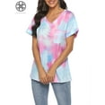 thumbnail image 4 of Luxtrada Plus Size Womens Summer Short Sleeve V Neck T-Shirt Tops Blouse Ladies Casual Loose Oversized Gradient Print T Shirts-2XL, 4 of 8