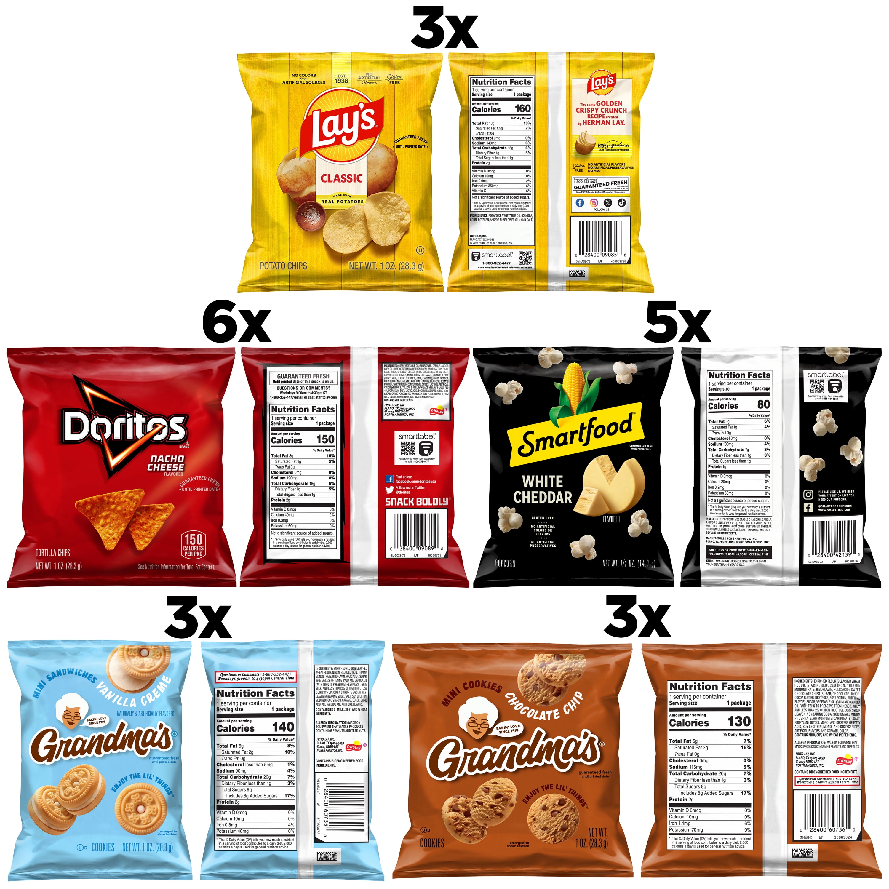 Frito-Lay Chips & Cookies, Smartfood, and Grandma's Snacks Variety Pack, 21 Count