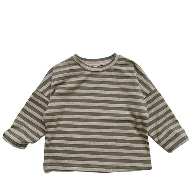 Sunnyoo T-Shirt Décontracté à Rayures pour Bébé Garçon, Manches Longues, Col Ras du Cou, T-Shirt Unisexe, Tricot de Corps