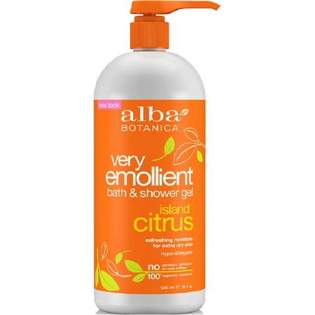Emollient Shower - 2 Pack - Alba Botanica Very Emollient Bath & Shower Gel, Island Citrus 32 oz