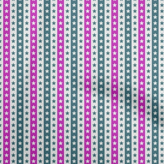 oneOone Cotton Cambric Magenta Fabric Stars Dress Material Fabric Print Fabric By The Yard 56 Inch Wide