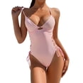 thumbnail image 1 of Aayomet Womens Swimsuits Bathing Suit Color Block Swimsuits Ruffle Swimwear,Pink S, 1 of 4