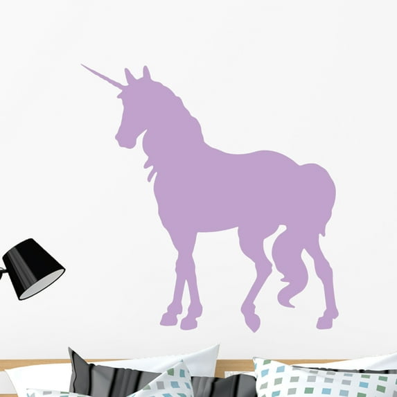 Elegant Purple Unicorn Silhouette Wall Decal by Wallmonkeys Peel and Stick Graphic (36 in H x 35 in W) WM148851
