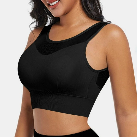 XFLWAM Womens Sport Bras Seamless Workout Yoga Bras Mesh Breathable Quick Drying Running Crop Tank Top Everyday Bras for Older Women