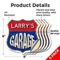 thumbnail image 2 of Larry's Garage (5 Pack) 6 inch X 6 inch Shield Shaped Heavy Duty 3.2 mil Vinyl Decals Weather Resistant, UV Protected To last, Gift for Dads and Uncles Classic Americana Crafted in the, 2 of 6
