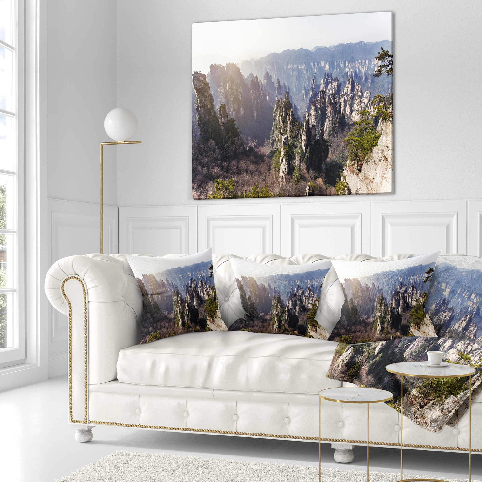Designart Zhangjiajie National Forest Park - Landscape Printed Throw Pillow - 18x18