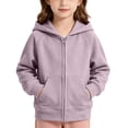 thumbnail image 4 of OGLCCG Girls Zip Up Hoodies Long Sleeve Hooded Sweatshirts Casual Lightweight Cotton Workout Jacket with Pockets 2-13 Years, 4 of 8