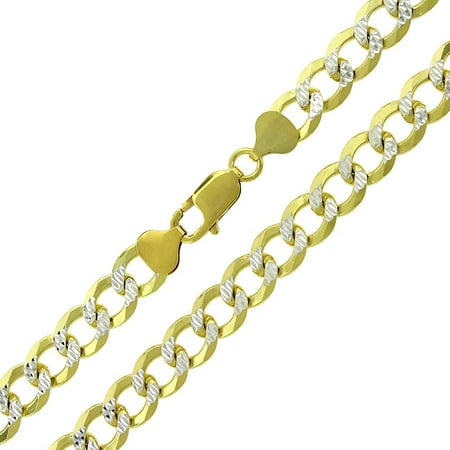 - Sterling Silver Italian 8.5mm Cuban Curb Link Diamond Cut Two-Tone Yellow ITProLux Solid 925 Necklace Chain 20