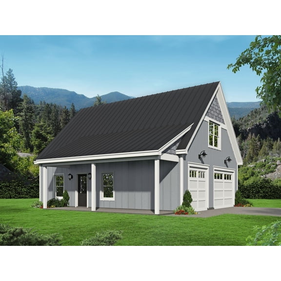 763-183: Garage apartment Guest house 1 Bed, 1 Bath Luxury Home Plan, 927 Sq Ft: Full Blueprints with License to Build by Home Plan Marketplace - Lesuto
