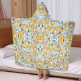 thumbnail image 5 of Yellow Lemon Fruit Leaves Blue Pattern Hooded Bath Towel，60"x35" for Ages 3 To 12 Kids, Quick Dry Lightweight Soft Microfiber Hood Beach Towel Cover Up for Kids, 5 of 7