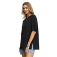 thumbnail image 5 of SWQZVT Womens Oversized T Shirts Cotton Loose Fit Crewneck Short Sleeve Side Slit Summer Casual Basic Tee, 5 of 8