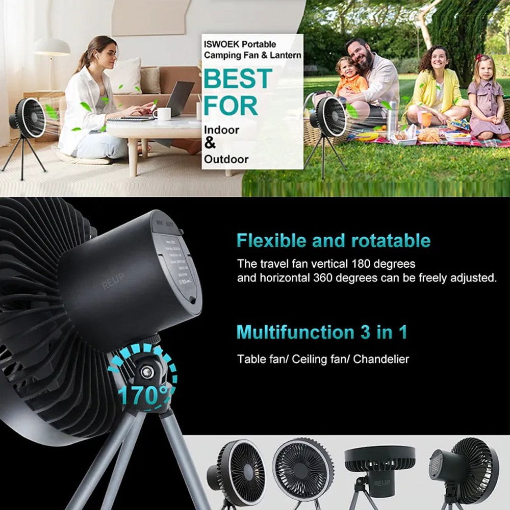 10 000mah Portable Camping Fan Rechargeable Multifunctional Mini Fan USB Outdoor Camping Ceiling Fan Led Light Tripod Stand Desktop Fan Walmart