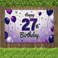 thumbnail image 4 of Purple Themed 27th Birthday Banner with Balloons Stars and Confetti Background Party Supplies Photography Props Birthday Decoration Birthday Party Decorations, 4 of 6