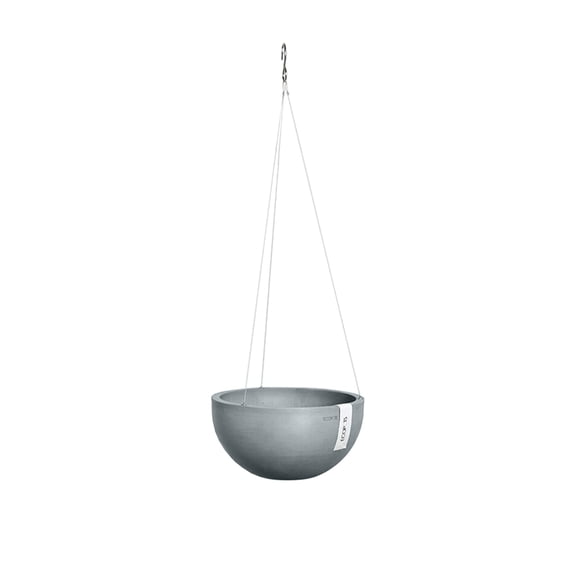 Ecopots Hanging Brussels Durable Modern Round Indoor/Outdoor Recycled Based Composite Flower Pot Planter, Slate Grey, 10.5"