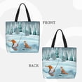 thumbnail image 2 of Fuzoiu Gnome And Red Fox Fishing Print Durable Tote Bag,Shoulder Bag with Zipper Closure,Casual Tote's Handbag,for Daily Use, Shopping, School, Work, 2 of 7