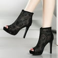 thumbnail image 3 of Oyedens Womens Platform Stiletto High Heels Ankle Booties Sexy Lace Open Toe Dress Pump for Ladies, 3 of 5