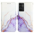 thumbnail image 6 of Nalacover for Samsung Galaxy A14 5G 6.6" PU Leather Wallet Case,Stylish Marble Pattern Magnetic Clasp Flip Kickstand Cash Pocket Wireless Charging+Wrist Strap Cover for Girls Women,Purple/White, 6 of 6