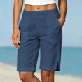 thumbnail image 2 of DHFJKG Womens Casual Summer Shorts With Pockets Lightweight Side Slit Relaxed Fit Beach Shorts, 2 of 5