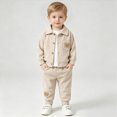 thumbnail image 2 of Toddler Boys Girls Fall Winter Clothes 9 12 18 24 Months 2T 3T Baby Crewneck Floral Sweatshirts Pants Set Long Sleeve Outfits Set Little Kids Fall Outfits Beige Size 6-9 Months, 2 of 9