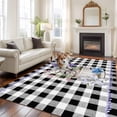 thumbnail image 3 of Easter Area Rug 8x10 Washable Rug Non Slip Spring Bunny Botanical Blooms Flowers Black Plaid Large Area Rug Soft Stainresistant Indoor Floor Carpet for Living Room Bedroom Home Office Dining Room, 3 of 8