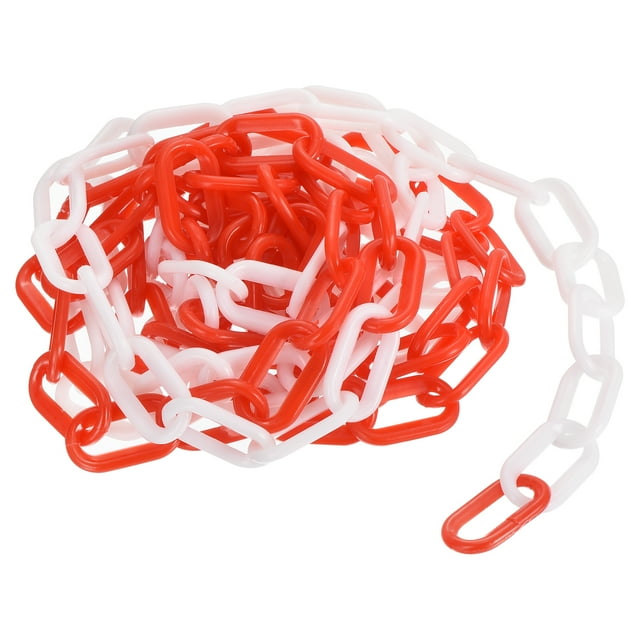 Plastic Chain Links, 1.3-Inch 10 Foot Barrier Chain, Red/White