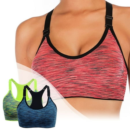 Pavied Sports Bra Wireless Bras Seamless Bras Sport Bras For Women High Impact Yoga Running Seamless Gym Tank Top Fitness Vest 2 Pack Womens Bras Yoga Bra E XL