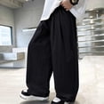 thumbnail image 2 of HAPIMO Boys Kids Drapey Wide Leg Pants Elastic Waist Lightweight Trousers for Loungewear and Daily Wear Black 120, 2 of 6