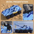 thumbnail image 5 of 1/32 Scale 8-Wheel Drive Remote Control Amphibious Tank, Waterproof All-Terrain Stunt Car, Blue Camouflage Toy for Ages 6+, 5 of 7