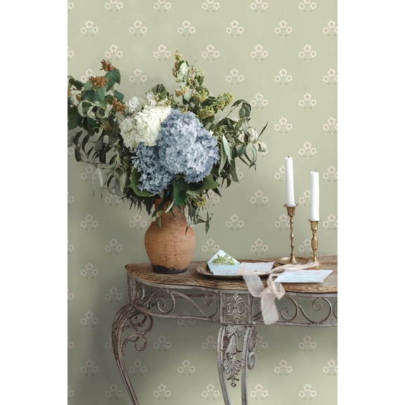 Sage Timeless Bloom Floral Print Non Woven Non-Pasted Textured Wallpaper 57 Sq. Ft.