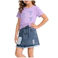 thumbnail image 2 of Ensemble Jupe en Denim à Col Rond et Manches Mi-Longues pour Filles, Tenue Décontractée 2 Pcs avec Taille Élastique, 2 of 6