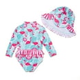 thumbnail image 6 of BONVERANO Baby Girls Swimsuit UPF 50+ Sun Protection, Long Sleeve Zipper One Piece Swimwear, Ruffle Toddler Bathing Suit（Flamingo 3-6months）, 6 of 7