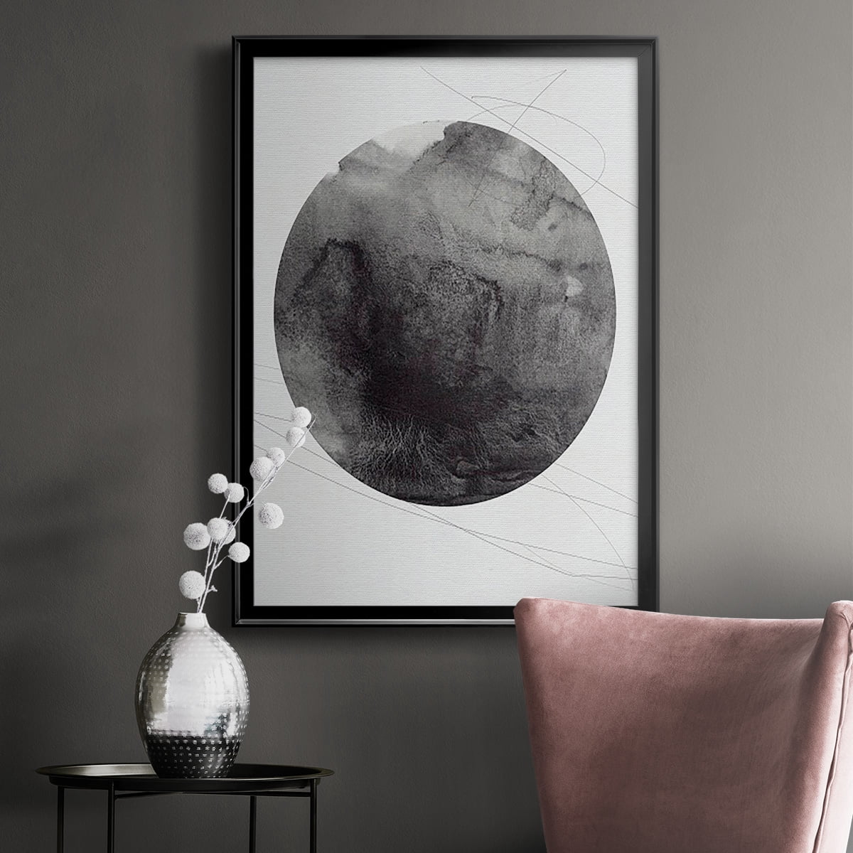 Graphite Moon I Premium Framed Print, in Gold, Black, or Silver - Ready to Hang