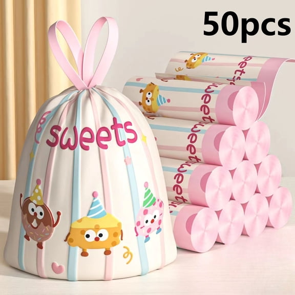 Rirvix 50-Pack Sweets Candy Drawstring Bags, Cute Treat Bags for Birthday Party Favors & Gifts