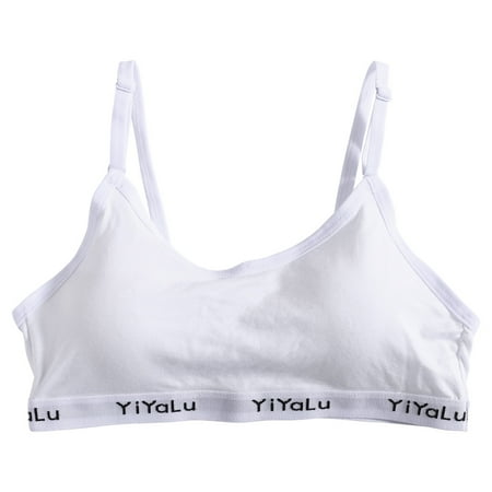 

TIERPOP Soft Teenage Underwear Kids Sports Bra Thin Strap Bra with Chest Pad Kids Seamless Bralette Puberty Daily Wear Clothing