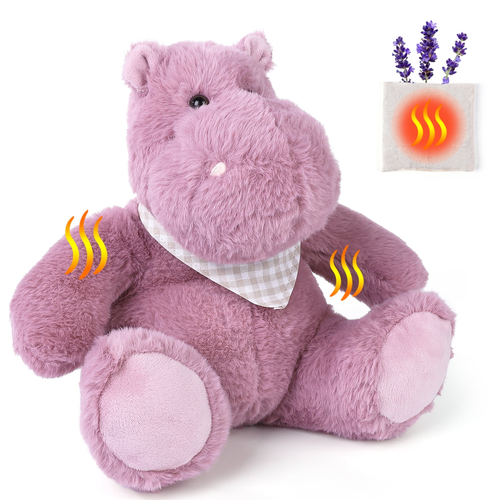 Juiluna Hippo Lavender Scented Stuffed Animal Toy 9.8'', Pink Super