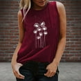 thumbnail image 2 of Pompotops Mode T-shirt Décontracté Sans Manches à Col Rond Imprimé Lettre pour Femmes Été, 2 of 4