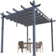 thumbnail image 4 of Gray 10x13 ft outdoor metal gazebo con retractable awning y uv resistance, 4 of 7
