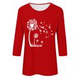 thumbnail image 4 of Plebaso Chemises à Manches 3/4 pour Femmes, Col Rond Décontracté, Hauts Imprimés, Coupe Ample, Blouses Printemps Été 2025 pour Femmes, 4 of 4
