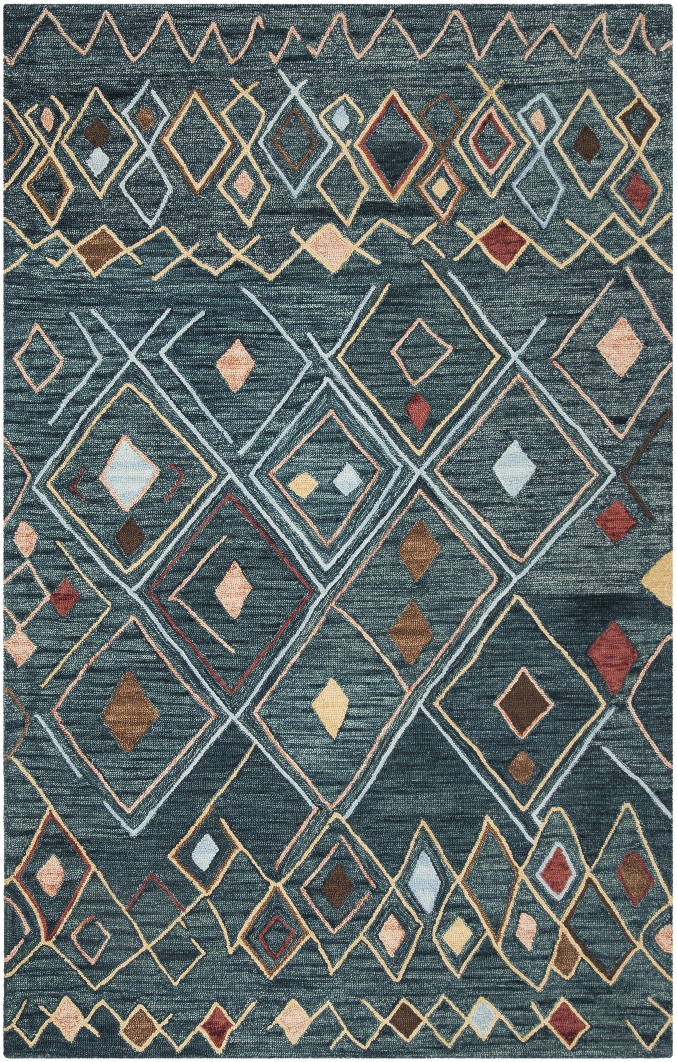 SAFAVIEH Suzani Lalia Southwestern Wool Area Rug, Dark Blue/Multi, 8' x 10'