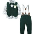 thumbnail image 7 of Dtiaagto Toddler Baby Boy Clothes Suit Gentleman Wedding Outfits, Formal Dress Shirt+Bowtie+Vest+Boutonniere+Suspender Pants, 7 of 7