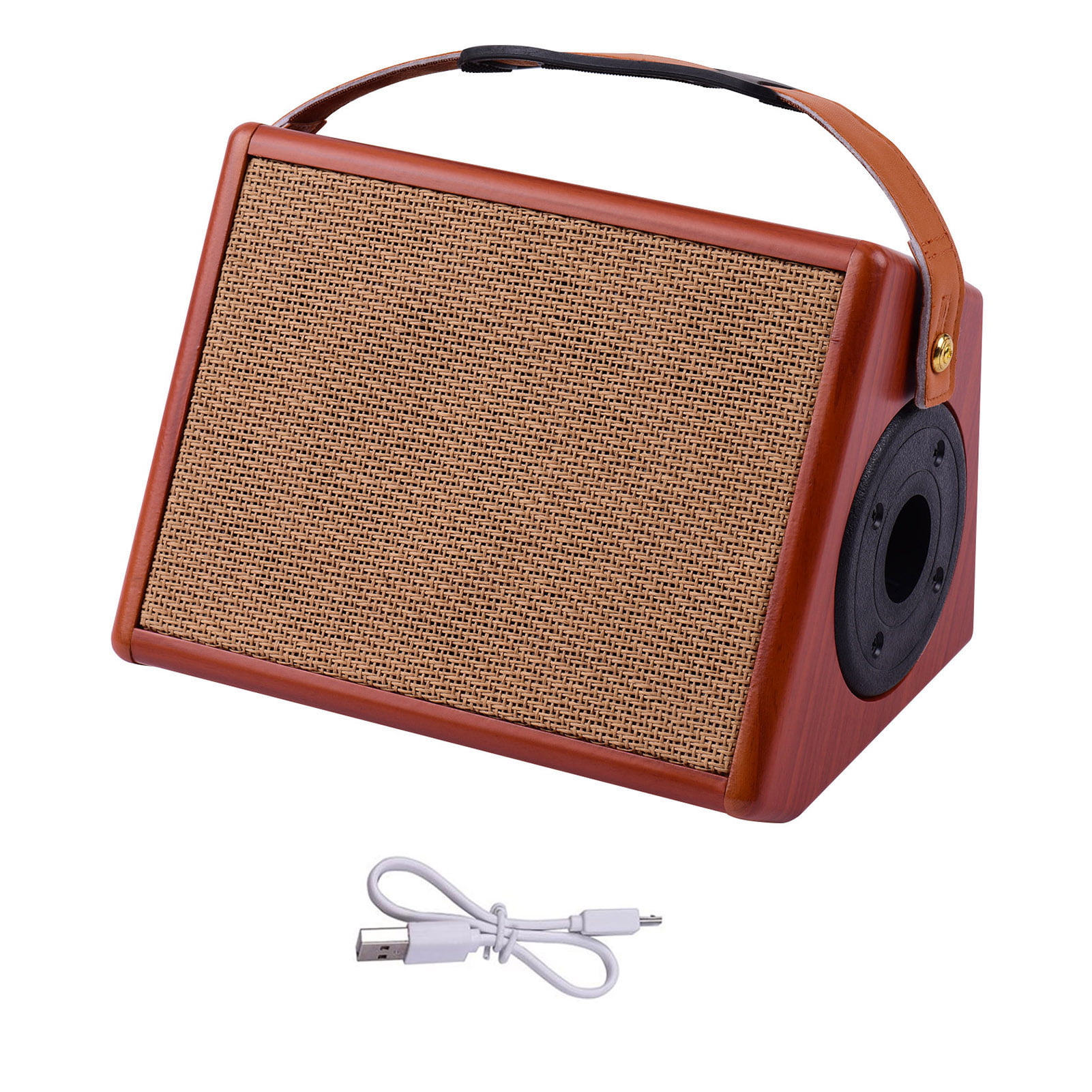 Acoustic Guitar Amplifier 30 Watt Bluetooth Speaker Rechargeable Portable Amp with Microphone Input Supports Volume Bass Treble Control Reverb Chorus Effect White