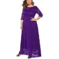 thumbnail image 4 of SWSMCLT Women's Short Sleeve Dress Maxi Semi Full Length Evening Gown Formal Lace Overlay Bridesmaid Dresses Summer (L-2XL) Purple X-Large, 4 of 4