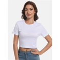 thumbnail image 5 of Women's Basic Teen Tee Workout Crewneck Short Sleeve Slim Fitted Casual Crop Top, 5 of 6