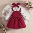 thumbnail image 6 of Weebloom Girls Fall Outfits Baby Autumn Winter Long Sleeve Bodysuit Corduroy Pinafore Dress Headband Fashion Girl Outfit Pink 9-12 Months, 6 of 9