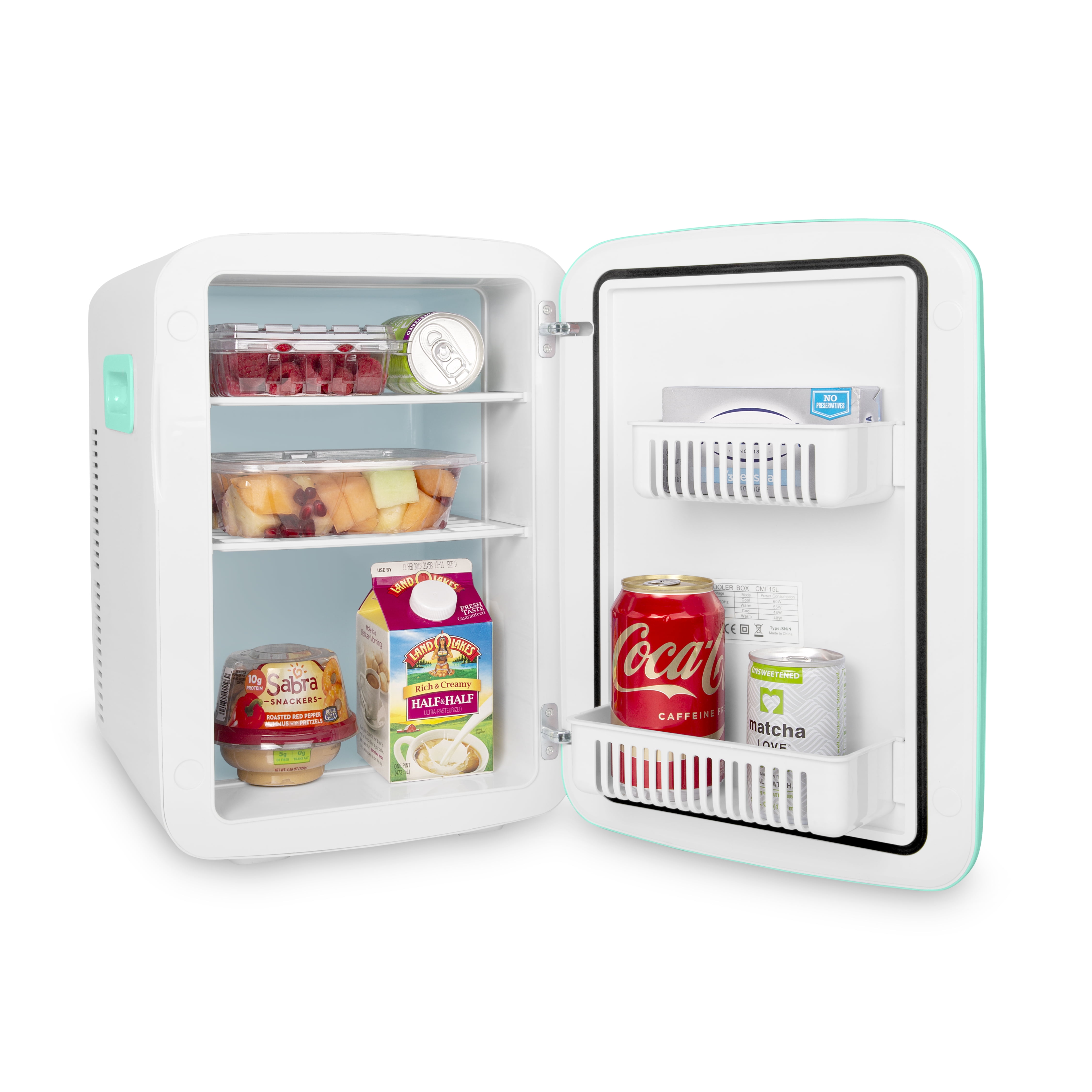 Cooluli Classic Turquoise 15 Liter Compact Portable Cooler Warmer Mini Fridge for Bedroom, Office, Dorm, Car - Great for Skincare & Cosmetics (110-240V/12V)