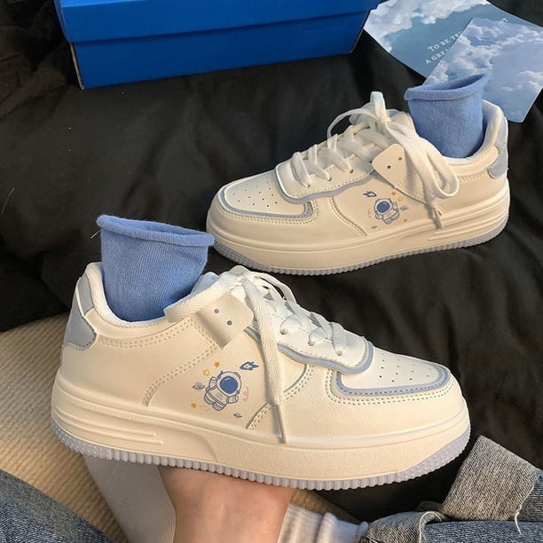 Zapatos blancos para niñas, zapatos para mujer para primavera y otoño, zapatos para estudiantes, zapatos para mujer que combinan con todo, zapatos deportivos casuales, zapatos deportivos de suela